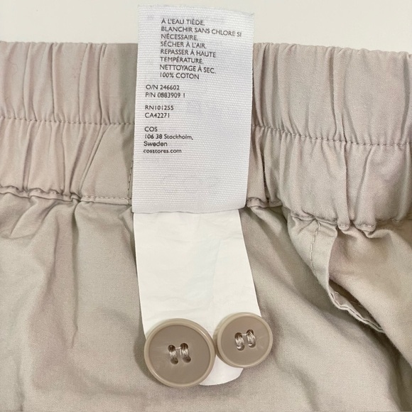 COS Angled Patch Pocket Trouser Relaxed Pleat Front Cropped Pant Beige Small - Picture 16 of 16
